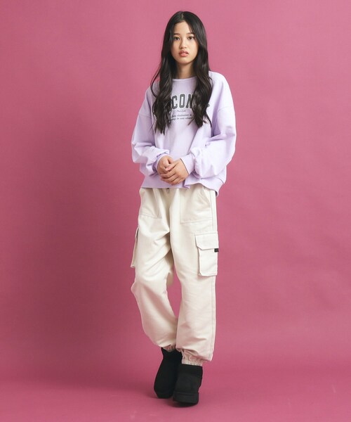 PINK-latte(ピンクラテ)の「ピーチ起毛カーゴパンツ(その他パンツ・キッズ・アイボリー/ブラック/ピンク系・13/14/15 /16)」の19枚目の写真