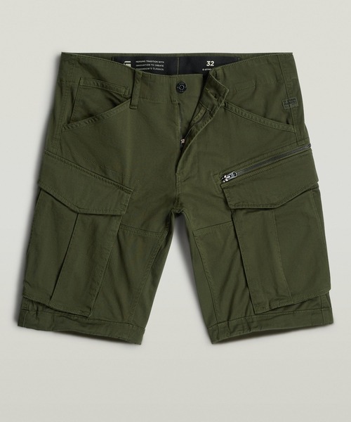 G-STAR(ジースター)の「ROVIC ZIP REGULAR SHORT/ジップディテールカーゴショートパンツ(その他パンツ・メンズ・ダークオリーブ/ダークブラック・32inch/30inch/28inch/34inch/36inch)」の2枚目の写真