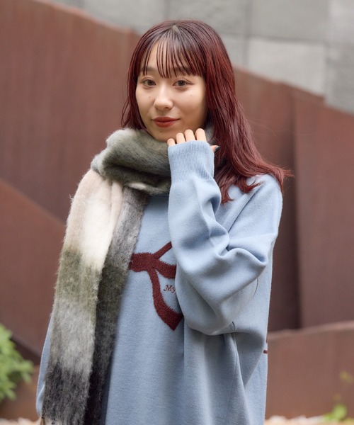 RODEO CROWNS WIDE BOWL（ロデオクラウンズワイドボウル）の「Ribbonニットチュニックワンピース（ワンピース・レディース・サックスブルー/ブラック/ピンク・FREE）」の8枚目の写真