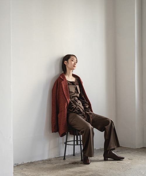 mideal（マイディール）の「center pleats flare pants / センタープリーツフレアパンツ（その他パンツ・レディース・ブラウン/チャコールグレー・SMALL/MEDIUM）」の15枚目の写真