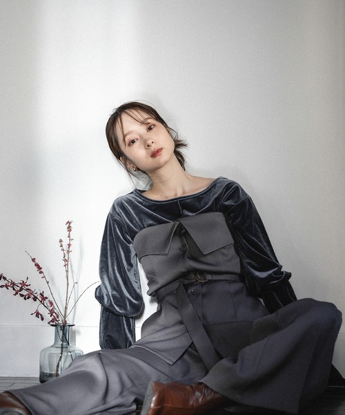 mideal（マイディール）の「center pleats flare pants / センタープリーツフレアパンツ（その他パンツ・レディース・ブラウン/チャコールグレー・SMALL/MEDIUM）」の8枚目の写真