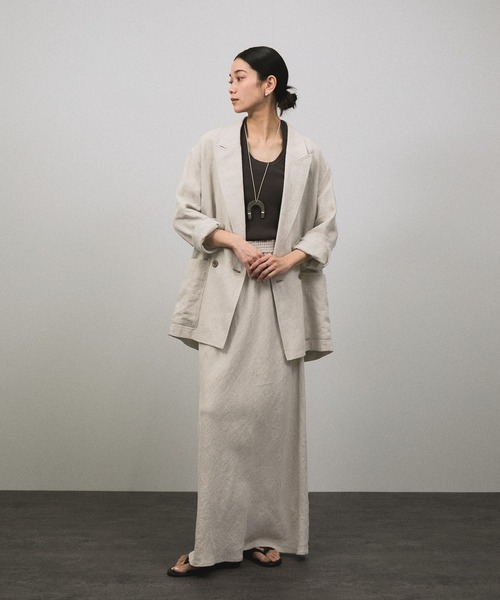 リネンドンゴロススカート　サロンアダムエロペ　ベージュ サロン アダム エ ロペ SALON adam et rope' 【セットアップ対応