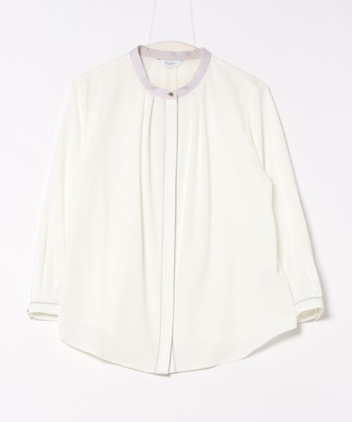 m.f.editorial(エムエフエディトリアル)の「【ストレッチ マシンウォッシャブル】m.f.エディトリアル レディース バンドカラーパイピング 8分袖比翼ブラウス(シャツ/ブラウス・レディース・ホワイト/ベージュ/ネイビー・MEDIUM/LARGE)」の15枚目の写真