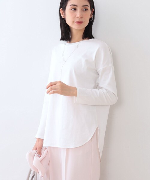 【キレイめ】ベーシックロングTシャツ（Tシャツ/カットソー）｜INDIVI（インディヴィ）Tシャツ/カットソー