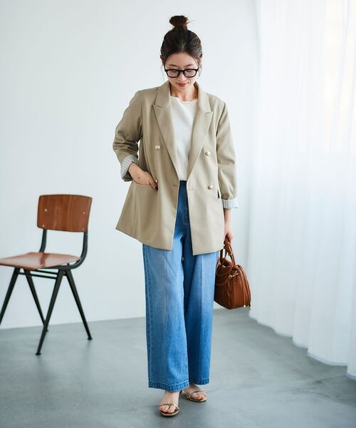 le.coeur blanc（ルクールブラン）の「ダブルブレストジャケット（その他アウター・レディース・ネイビー/モカ・38）」の3枚目の写真