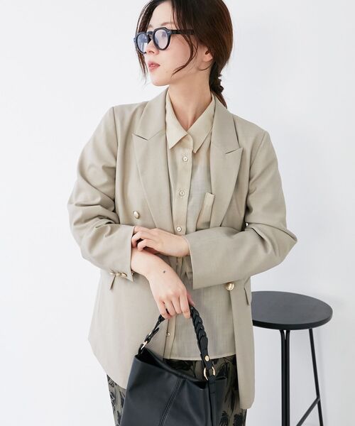 le.coeur blanc（ルクールブラン）の「ダブルブレストジャケット（その他アウター・レディース・ネイビー/モカ・38）」の6枚目の写真