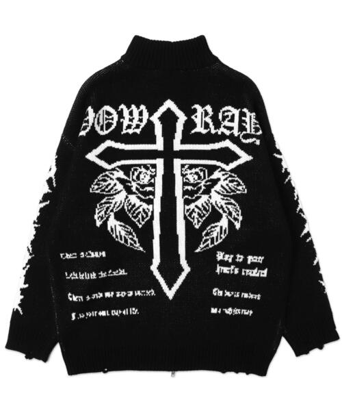 WEGO(ウィゴー)の「WEGO/クロスダメージニットBIGブルゾン(ニット/セーター・レディース・ブラック/グレー・FREE)」の19枚目の写真