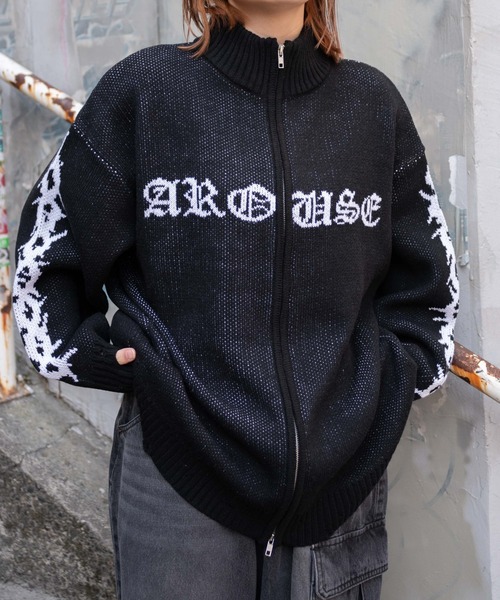 ウィゴー ビックブルゾン セール】WEGO/【25年春夏新作】クロスダメージニットBIGブルゾン