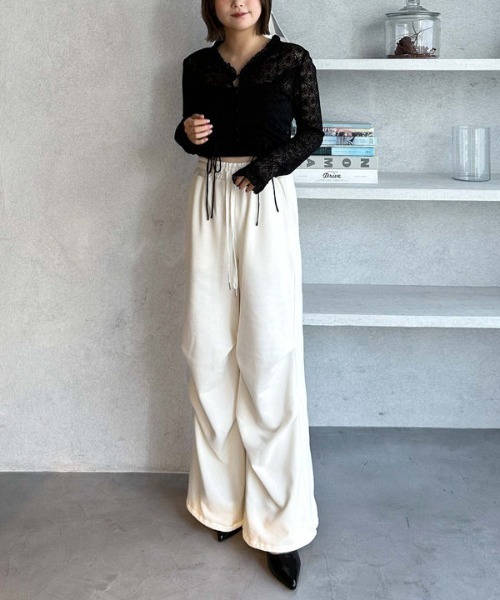 セール】サイドタックワイドスウェットパンツ（スウェットパンツ