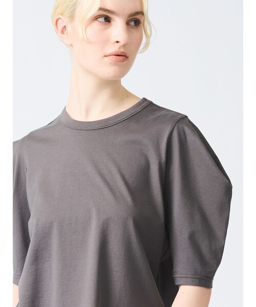 mizuiro ind / ミズイロインド mizuiro ind ドレープスリーブT セール】mizuiro ind ボーダードレープスリーブTシャツ（Tシャツ