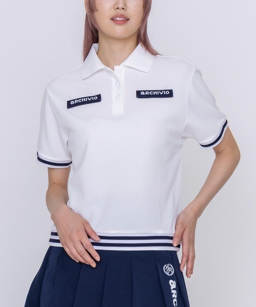 archivio(アルチビオ)の「<LADIES>ライン切替UV冷感ポロシャツ(ポロシャツ・レディース・ホワイト/ネイビー/ピンク・L/M/S)」の2枚目の写真