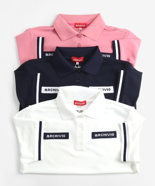 archivio(アルチビオ)の「<LADIES>ライン切替UV冷感ポロシャツ(ポロシャツ・レディース・ホワイト/ネイビー/ピンク・L/M/S)」の14枚目の写真