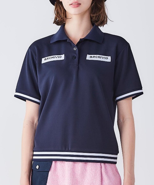 archivio(アルチビオ)の「<LADIES>ライン切替UV冷感ポロシャツ(ポロシャツ・レディース・ホワイト/ネイビー/ピンク・L/M/S)」の22枚目の写真