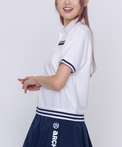 archivio(アルチビオ)の「<LADIES>ライン切替UV冷感ポロシャツ(ポロシャツ・レディース・ホワイト/ネイビー/ピンク・L/M/S)」の16枚目の写真