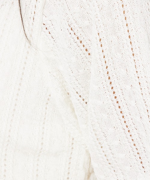 BEVERLY HILLS POLO CLUB（ビバリーヒルズポロクラブ）の「【BEVERLY HILLS POLO CLUB / ビバリーヒルズ ポロクラブ】 ワンポイント 半袖ケーブルニット【WEB限定】（ニット/セーター・レディース・サックスブルー/ホワイト/ネイビー・フリー）」の12枚目の写真