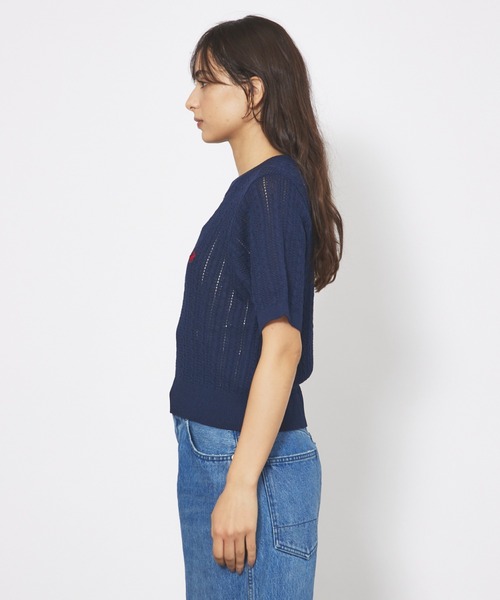 BEVERLY HILLS POLO CLUB（ビバリーヒルズポロクラブ）の「【BEVERLY HILLS POLO CLUB / ビバリーヒルズ ポロクラブ】 ワンポイント 半袖ケーブルニット【WEB限定】（ニット/セーター・レディース・サックスブルー/ホワイト/ネイビー・フリー）」の19枚目の写真