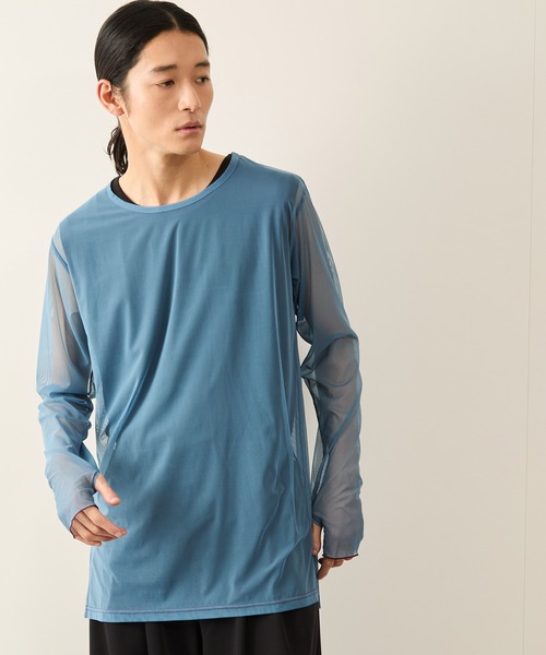 JUNRED(ジュンレッド)の「シアーメローロングスリーブTee(Tシャツ/カットソー・メンズ・ブルー/パープル・FREE)」の2枚目の写真