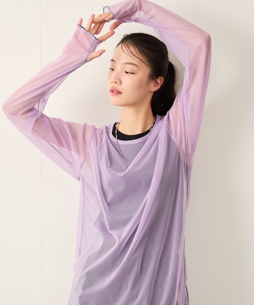 JUNRED(ジュンレッド)の「シアーメローロングスリーブTee(Tシャツ/カットソー・メンズ・ブルー/パープル・FREE)」の6枚目の写真