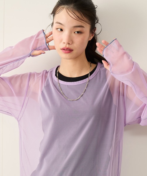 JUNRED(ジュンレッド)の「シアーメローロングスリーブTee(Tシャツ/カットソー・メンズ・ブルー/パープル・FREE)」の7枚目の写真
