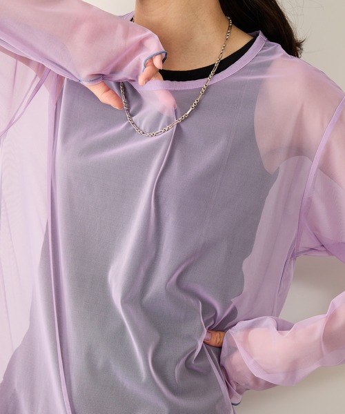 JUNRED(ジュンレッド)の「シアーメローロングスリーブTee(Tシャツ/カットソー・メンズ・ブルー/パープル・FREE)」の9枚目の写真