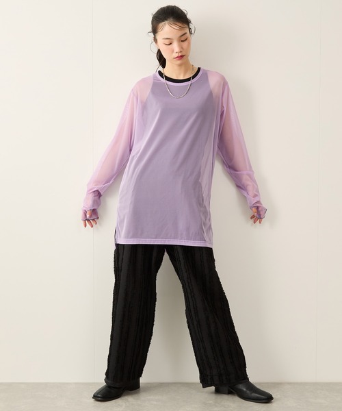 JUNRED(ジュンレッド)の「シアーメローロングスリーブTee(Tシャツ/カットソー・メンズ・ブルー/パープル・FREE)」の12枚目の写真
