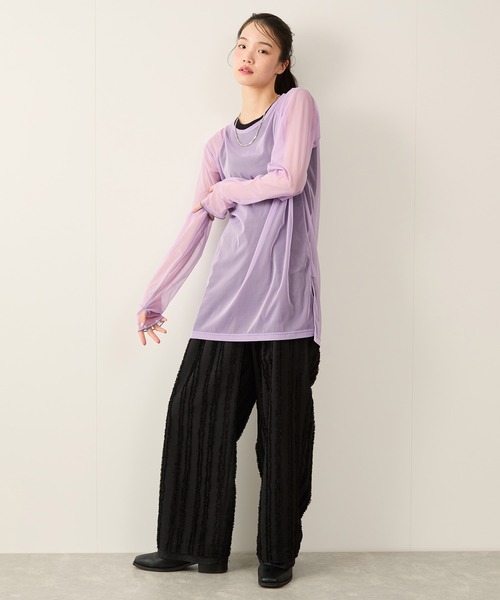 JUNRED(ジュンレッド)の「シアーメローロングスリーブTee(Tシャツ/カットソー・メンズ・ブルー/パープル・FREE)」の13枚目の写真