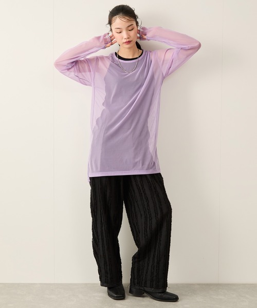 JUNRED(ジュンレッド)の「シアーメローロングスリーブTee(Tシャツ/カットソー・メンズ・ブルー/パープル・FREE)」の14枚目の写真