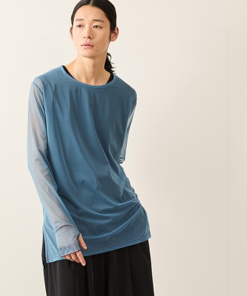 JUNRED(ジュンレッド)の「シアーメローロングスリーブTee(Tシャツ/カットソー・メンズ・ブルー/パープル・FREE)」の15枚目の写真