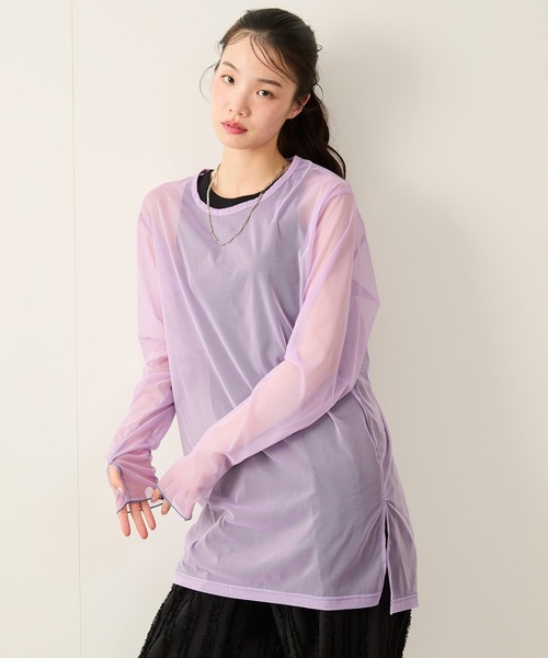 JUNRED(ジュンレッド)の「シアーメローロングスリーブTee(Tシャツ/カットソー・メンズ・ブルー/パープル・FREE)」の5枚目の写真