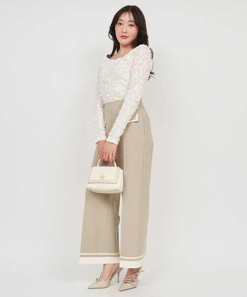 ROYAL PARTY（ロイヤルパーティー）の「3Dフラワーレースオフショルトップス（Tシャツ/カットソー・レディース・ブラック/オフホワイト・FREE）」の13枚目の写真