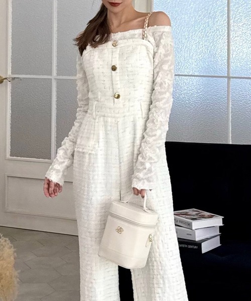 ROYAL PARTY（ロイヤルパーティー）の「3Dフラワーレースオフショルトップス（Tシャツ/カットソー・レディース・ブラック/オフホワイト・FREE）」の8枚目の写真