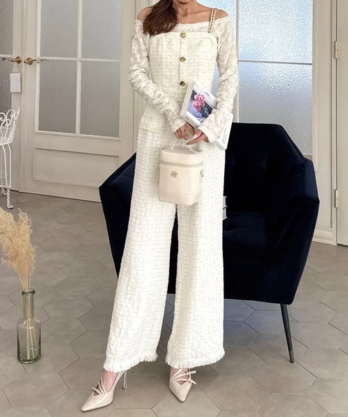 ROYAL PARTY（ロイヤルパーティー）の「3Dフラワーレースオフショルトップス（Tシャツ/カットソー・レディース・ブラック/オフホワイト・FREE）」の7枚目の写真