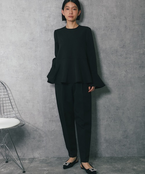 美品 13号【CF正解 Aラインフレアジャケット・テーパードパンツセット】 美品 13号【CF正解 Aラインフレアジャケット・テーパードパンツ