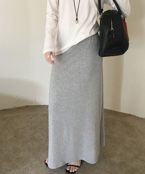 meJane（ミージェーン）の「Aライン スウェットロングスカート（スカート・レディース・グレー/チャコールグレー・M/L）」の2枚目の写真