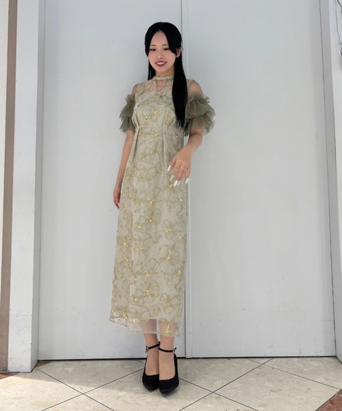 Cupid Heart(キューピッドハート)の「【Cupid Heart】結婚式用!スパンコール刺繍ドレス(ドレス・レディース・ブルーグレー/イエロー/ミント・MEDIUM)」の2枚目の写真