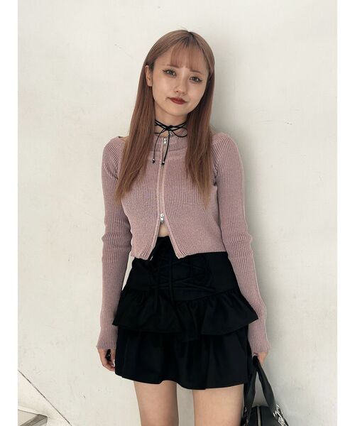 jouetie（ジュエティ）の「カットアウトジップニット（ニット/セーター・レディース・アイボリー/ピンク/ブラック・MEDIUM）」の9枚目の写真