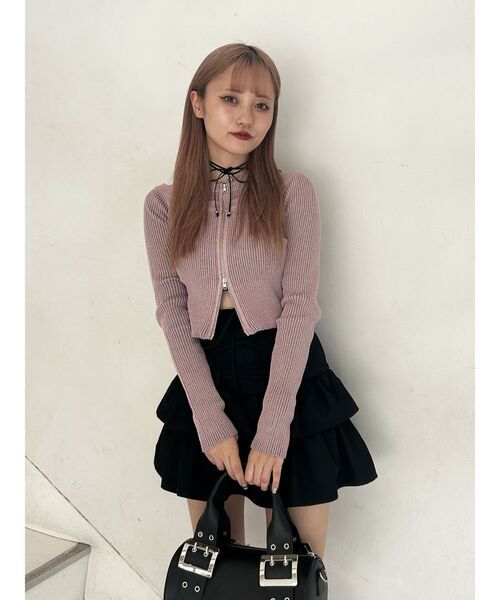 jouetie（ジュエティ）の「カットアウトジップニット（ニット/セーター・レディース・アイボリー/ピンク/ブラック・MEDIUM）」の10枚目の写真