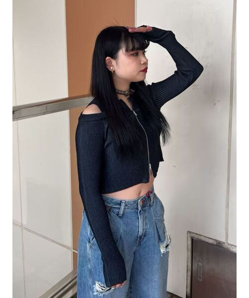 jouetie（ジュエティ）の「カットアウトジップニット（ニット/セーター・レディース・アイボリー/ピンク/ブラック・MEDIUM）」の13枚目の写真