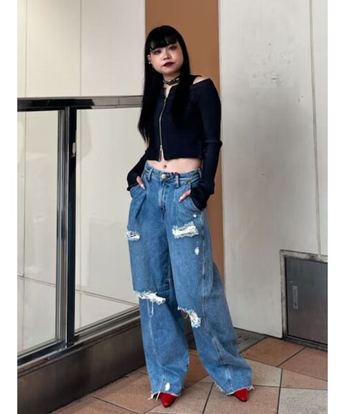 jouetie（ジュエティ）の「カットアウトジップニット（ニット/セーター・レディース・アイボリー/ピンク/ブラック・MEDIUM）」の15枚目の写真