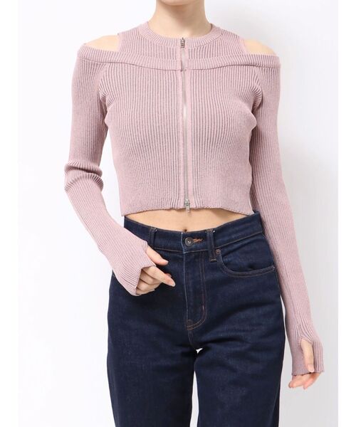 jouetie（ジュエティ）の「カットアウトジップニット（ニット/セーター・レディース・アイボリー/ピンク/ブラック・MEDIUM）」の3枚目の写真