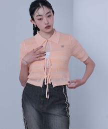 miette（ミエット）の「フロントリボンシアーニットトップス（ニット/セーター）」