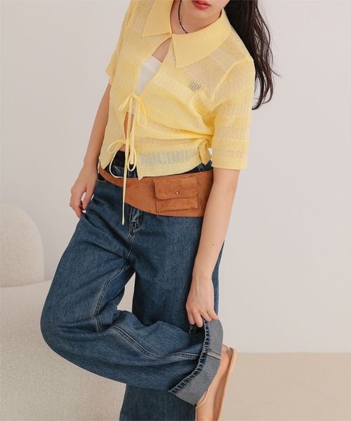 miette(ミエット)の「フロントリボンシアーニットトップス(ニット/セーター・レディース・チャコール/イエロー/ブラウン/ピンク・FREE)」の19枚目の写真