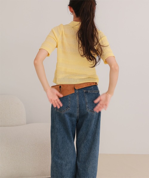 miette(ミエット)の「フロントリボンシアーニットトップス(ニット/セーター・レディース・チャコール/イエロー/ブラウン/ピンク・FREE)」の22枚目の写真