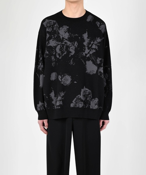 LAD MUSICIAN（ラッドミュージシャン）の「PAINT ROSE + CAT KNIT PULLOVER（ニット/セーター・メンズ・ブラック/ダークネイビー/チャコール・FREE）」の12枚目の写真