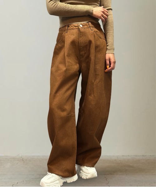 ワンタックウルトラバギーカーブカラーデニム（デニムパンツ）｜Burner