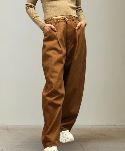 ワンタックウルトラバギーカーブカラーデニム（デニムパンツ）｜Burner