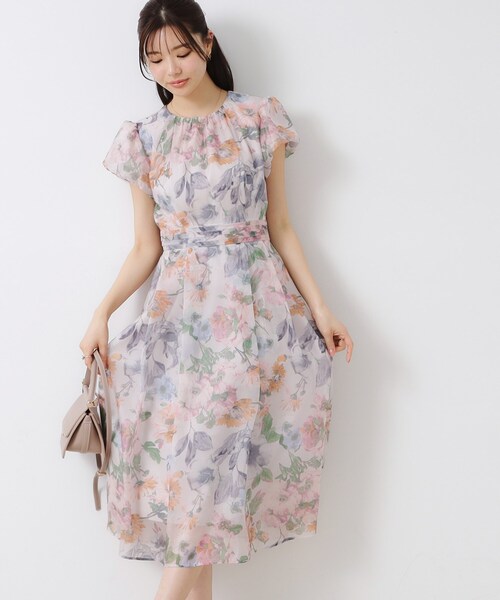 couture brooch（クチュールブローチ）の「【花柄・一枚で着映える・細見え】Summerオーガンフルールワンピース（ワンピース・レディース・ベージュ系その他4/ブラック系/ライトグレー系・36/38/40/42）」の5枚目の写真