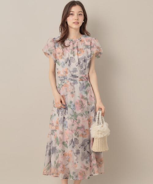 couture brooch（クチュールブローチ）の「【花柄・一枚で着映える・細見え】Summerオーガンフルールワンピース（ワンピース・レディース・ベージュ系その他4/ブラック系/ライトグレー系・36/38/40/42）」の9枚目の写真