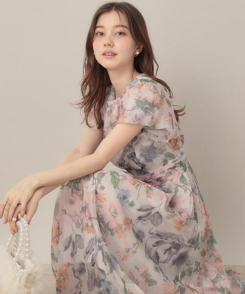 couture brooch（クチュールブローチ）の「【花柄・一枚で着映える・細見え】Summerオーガンフルールワンピース（ワンピース・レディース・ベージュ系その他4/ブラック系/ライトグレー系・36/38/40/42）」の11枚目の写真