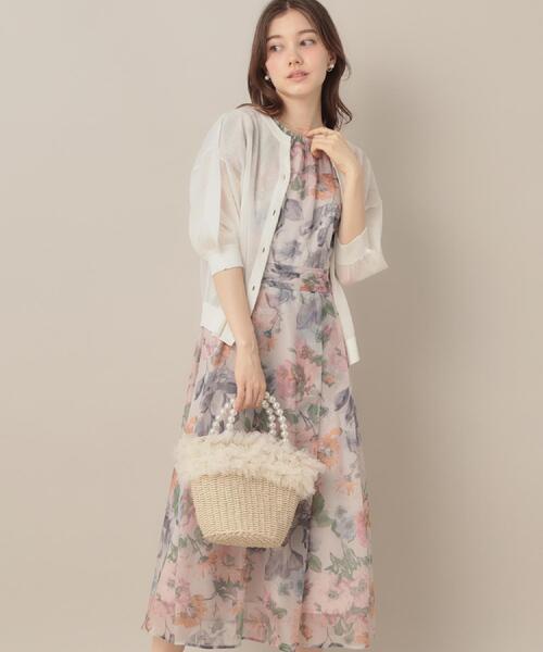 couture brooch（クチュールブローチ）の「【花柄・一枚で着映える・細見え】Summerオーガンフルールワンピース（ワンピース・レディース・ベージュ系その他4/ブラック系/ライトグレー系・36/38/40/42）」の12枚目の写真